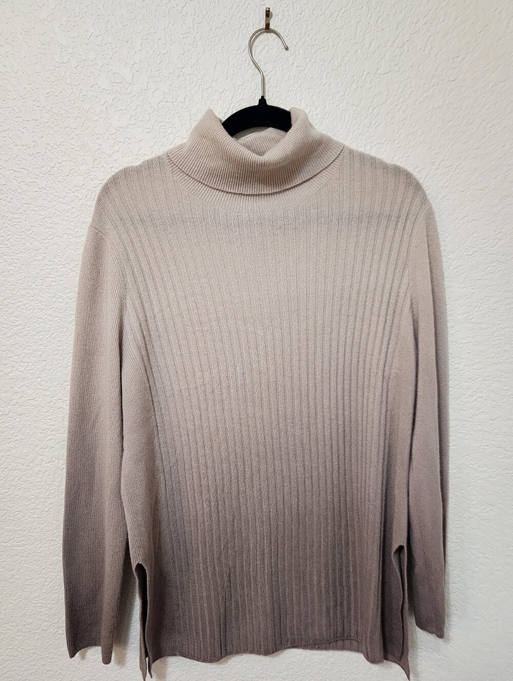 Lafayette 148 NY 100% Cashmere Ombre Ribbed Turtleneck Tunic Sweater No Size Tag